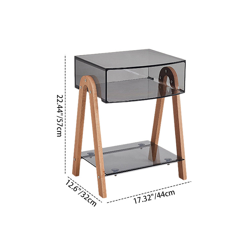 Zeitgenössischer nordischer Buchenholz-PC & Acryl-Rechteckiger Beistelltisch mit 2 Ebenen und 1 Schrank für das Wohnzimmer 