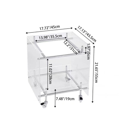 Zeitgenössischer nordischer Acryl- und Edelstahl-Vierkant-Beistelltisch mit 2 Ebenen für Wohnzimmer und Schlafzimmer 