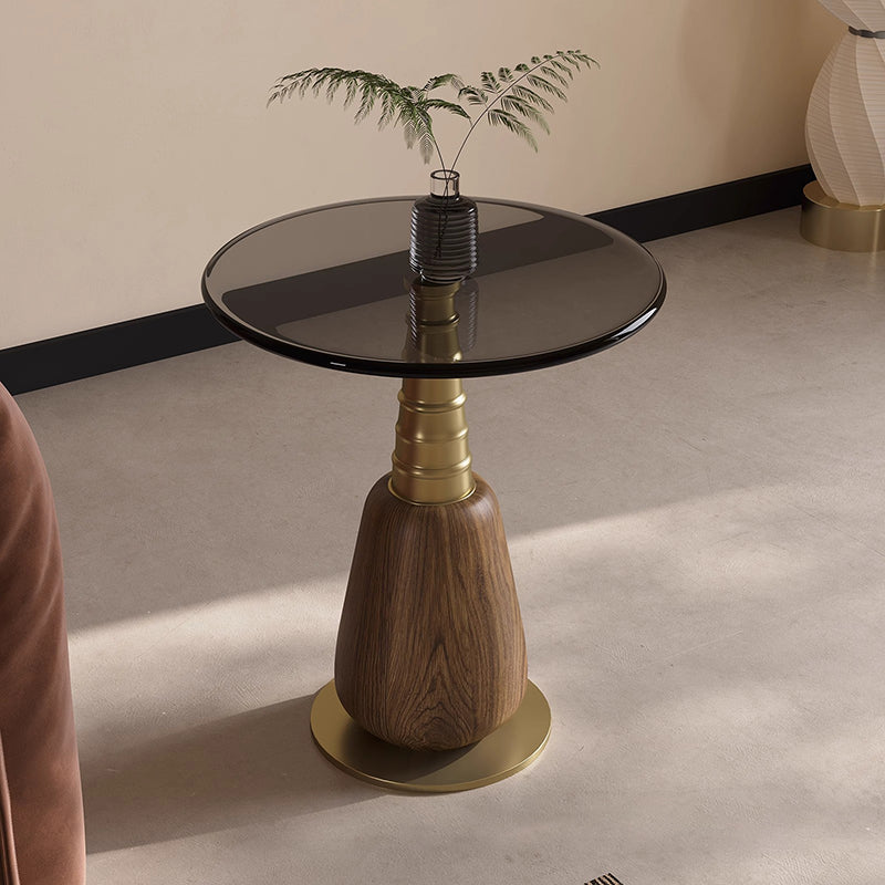Zeitgenössischer Luxus Beistelltisch aus gehärtetem Glas, Eisen & Metall mit 1-Ablage für das Wohnzimmer 