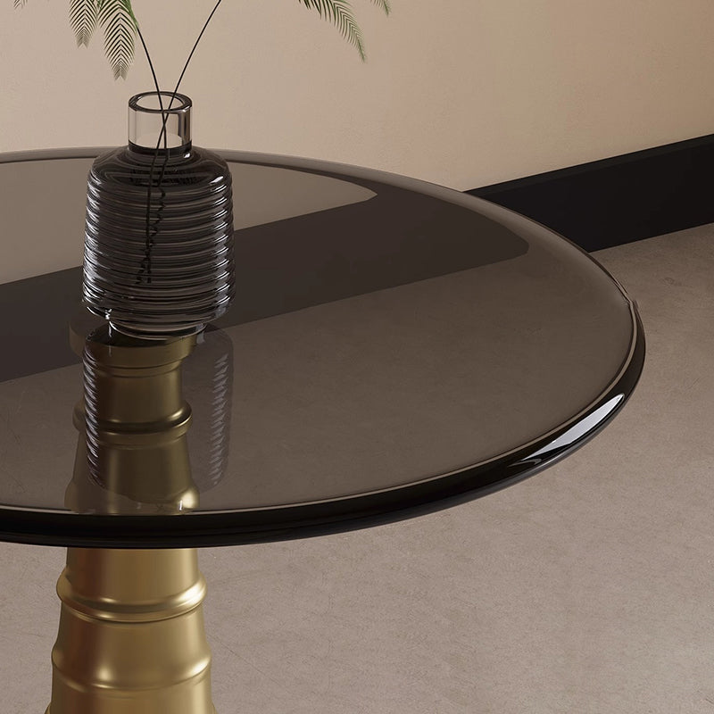 Zeitgenössischer Luxus Beistelltisch aus gehärtetem Glas, Eisen & Metall mit 1-Ablage für das Wohnzimmer 