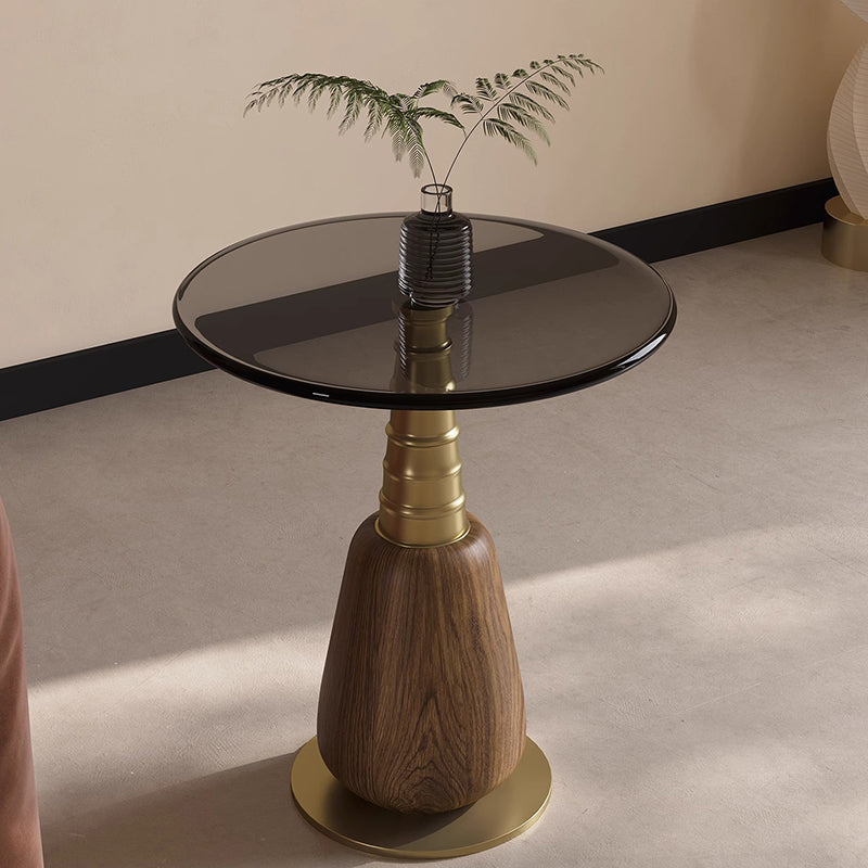 Zeitgenössischer Luxus Beistelltisch aus gehärtetem Glas, Eisen & Metall mit 1-Ablage für das Wohnzimmer 