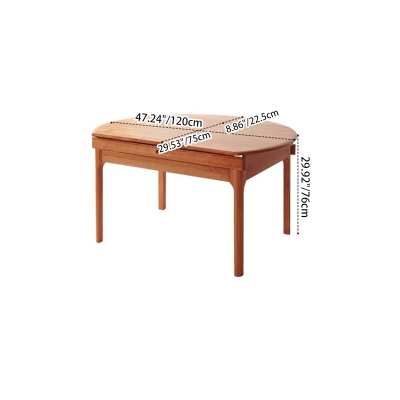 Contemporary Nordic Cherry Wood Round Extendable Dining Table With Foldable Design For 4/6/8 Seats