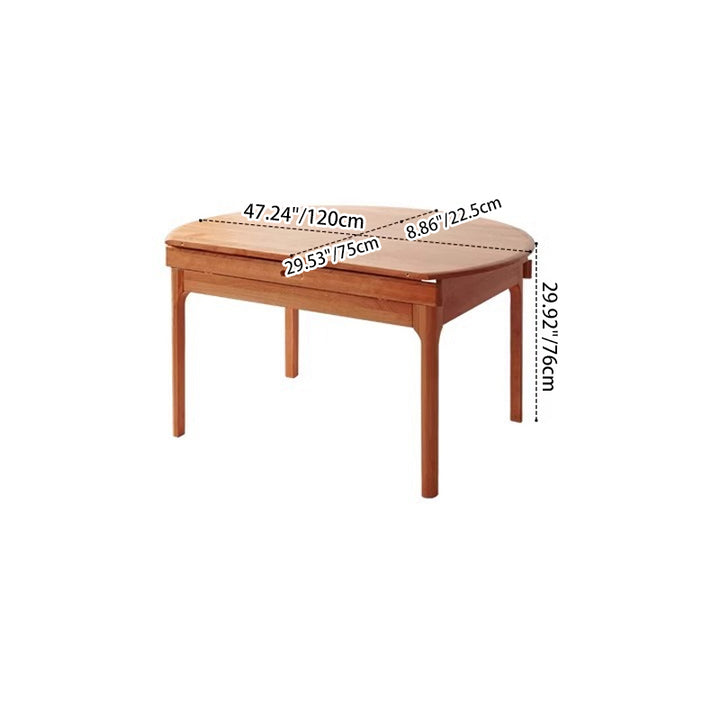 Contemporary Nordic Cherry Wood Round Extendable Dining Table With Foldable Design For 4/6/8 Seats