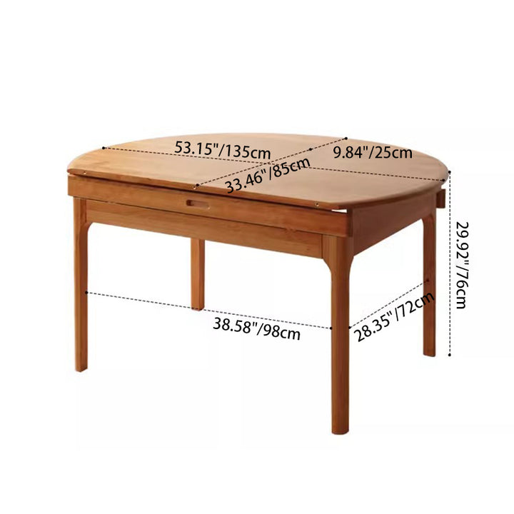 Contemporary Nordic Cherry Wood Round Extendable Dining Table With Foldable Design For 4/6/8 Seats