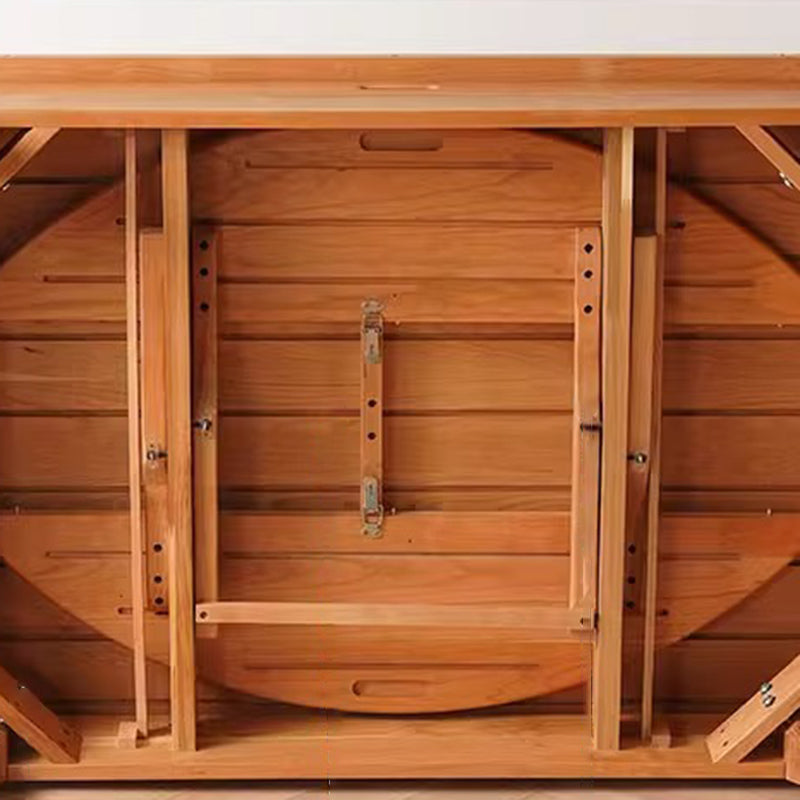 Table à manger ronde extensible en bois de cerisier nordique contemporain avec design pliable pour 4/6/8 places 