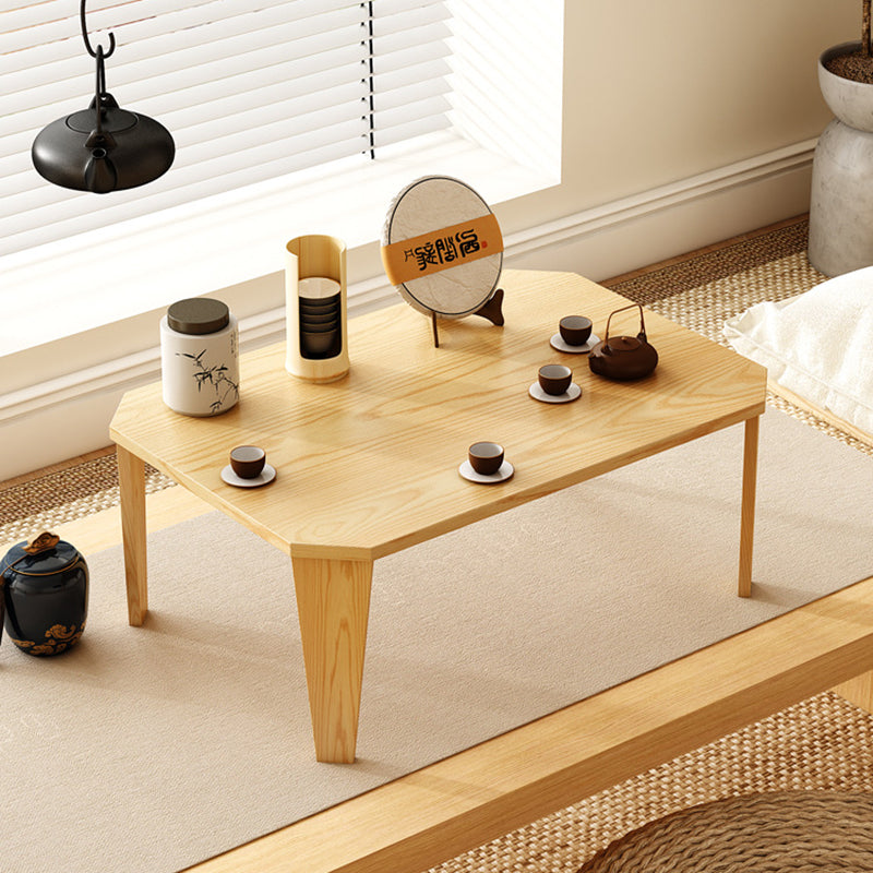 Modern Minimalist Solid Wood Rectangular Low Coffee Table With Folding Legs For Living Room