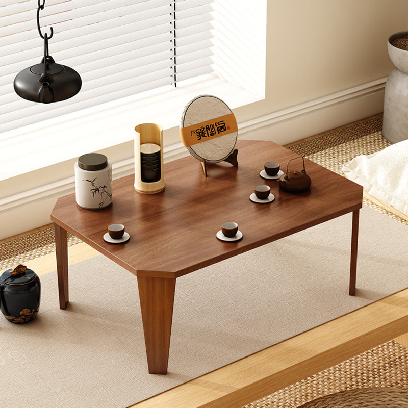 Modern Minimalist Solid Wood Rectangular Low Coffee Table With Folding Legs For Living Room
