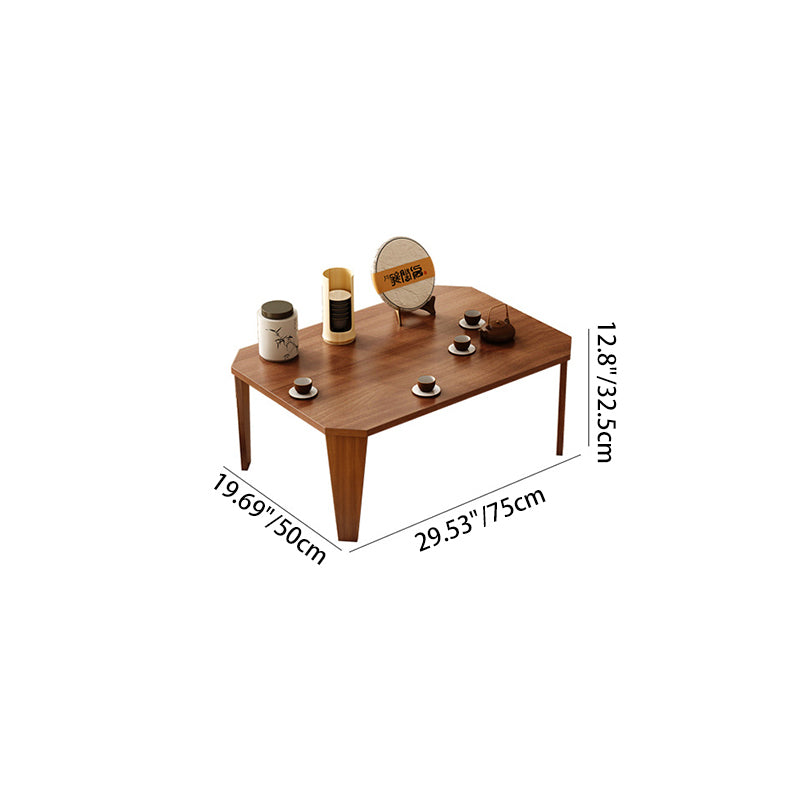 Modern Minimalist Solid Wood Rectangular Low Coffee Table With Folding Legs For Living Room