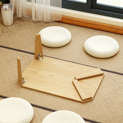 Modern Minimalist Solid Wood Rectangular Low Coffee Table With Folding Legs For Living Room