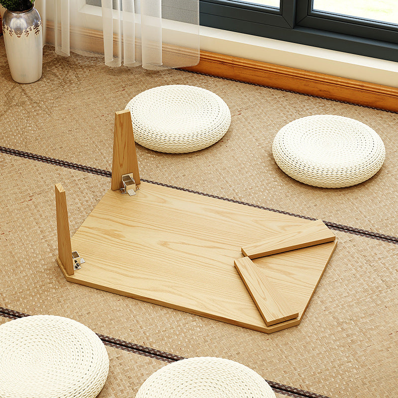 Modern Minimalist Solid Wood Rectangular Low Coffee Table With Folding Legs For Living Room