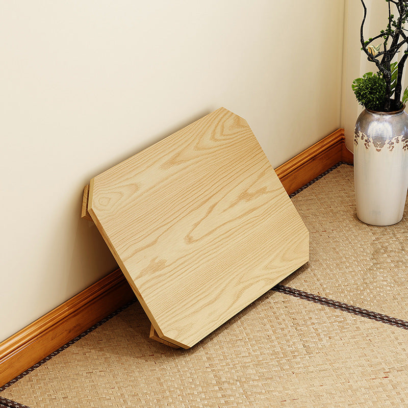 Modern Minimalist Solid Wood Rectangular Low Coffee Table With Folding Legs For Living Room