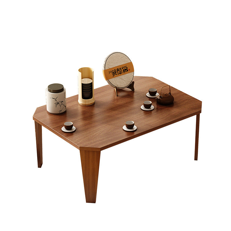 Modern Minimalist Solid Wood Rectangular Low Coffee Table With Folding Legs For Living Room