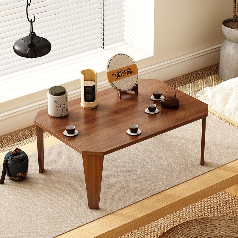 Modern Minimalist Solid Wood Rectangular Low Coffee Table With Folding Legs For Living Room