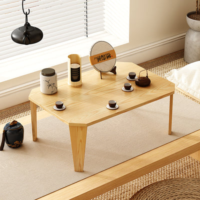 Modern Minimalist Solid Wood Rectangular Low Coffee Table With Folding Legs For Living Room