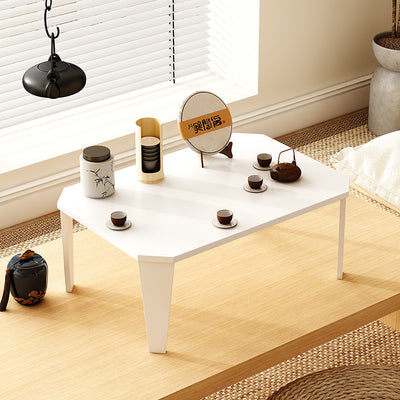 Modern Minimalist Solid Wood Rectangular Low Coffee Table With Folding Legs For Living Room