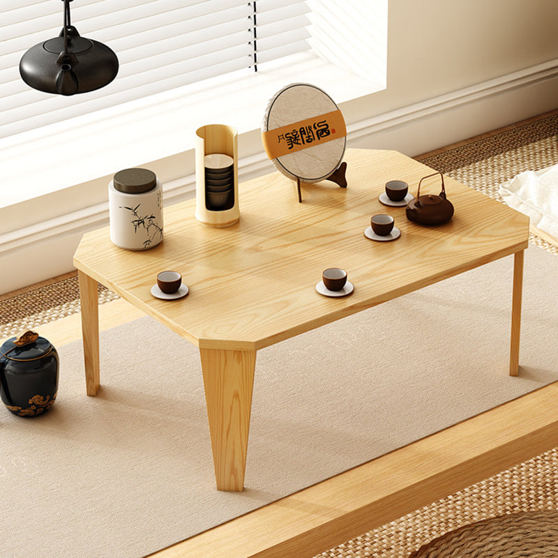 Modern Minimalist Solid Wood Rectangular Low Coffee Table With Folding Legs For Living Room