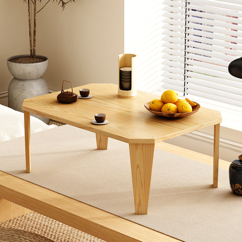 Modern Minimalist Solid Wood Rectangular Low Coffee Table With Folding Legs For Living Room