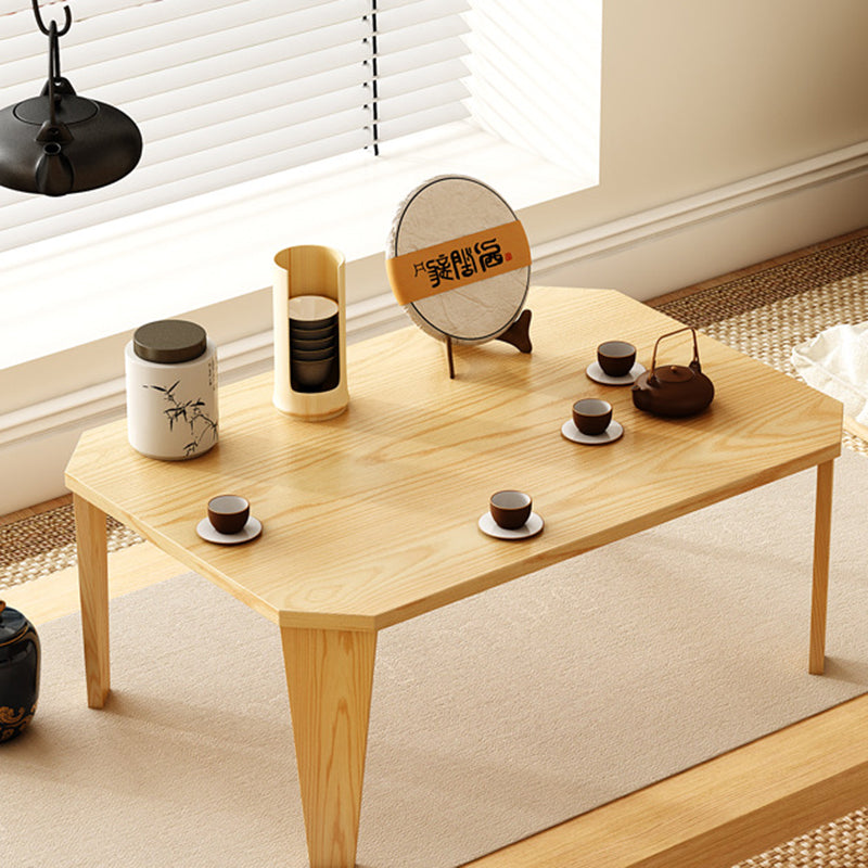Modern Minimalist Solid Wood Rectangular Low Coffee Table With Folding Legs For Living Room