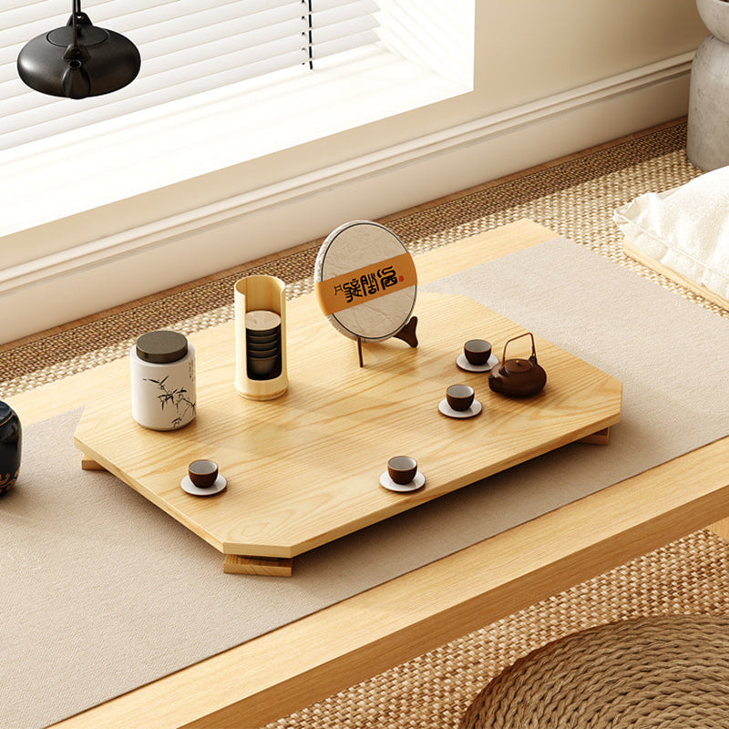 Modern Minimalist Solid Wood Rectangular Low Coffee Table With Folding Legs For Living Room