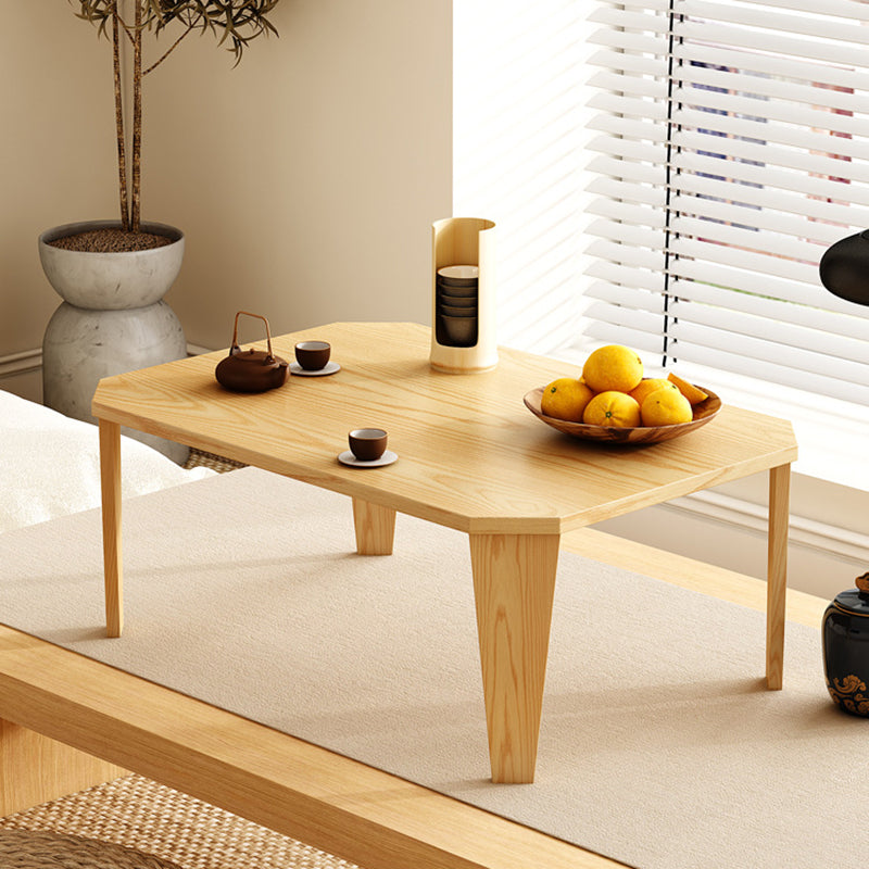 Modern Minimalist Solid Wood Rectangular Low Coffee Table With Folding Legs For Living Room