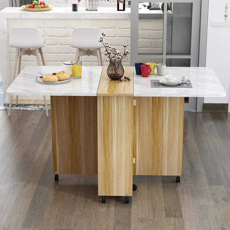 Modern Minimalist MDF Square &amp; Rectangular Folding Extendable Dining Table With Storage Cabinets For 6 Seats