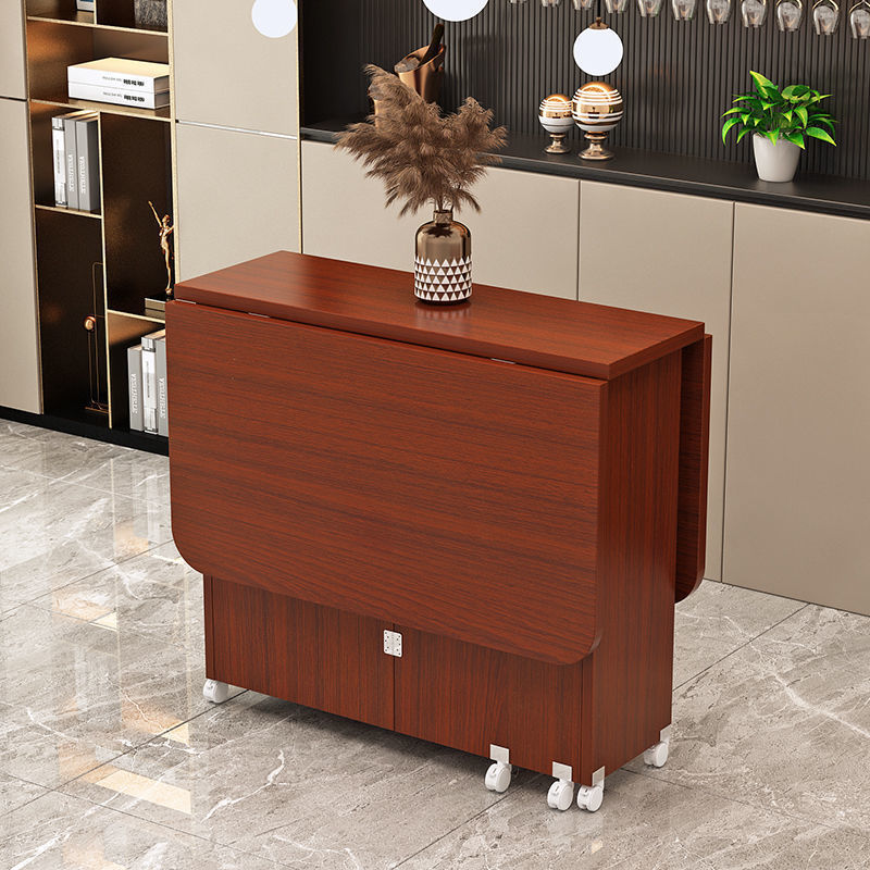Modern Minimalist MDF Square &amp; Rectangular Folding Extendable Dining Table With Storage Cabinets For 6 Seats
