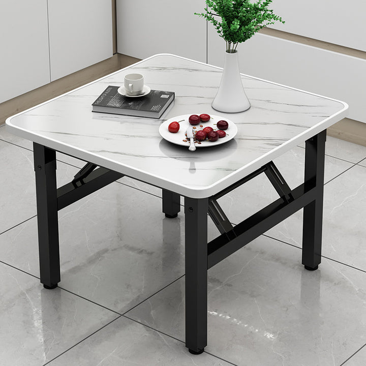 モダンミニマリストMDF＆カーボンスチール長方形ダイニングテーブル、4/6席用折りたたみデザイン 