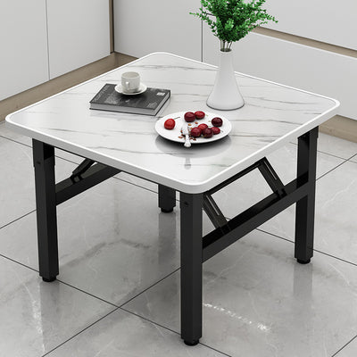 モダンミニマリストMDF＆カーボンスチール長方形ダイニングテーブル、4/6席用折りたたみデザイン 