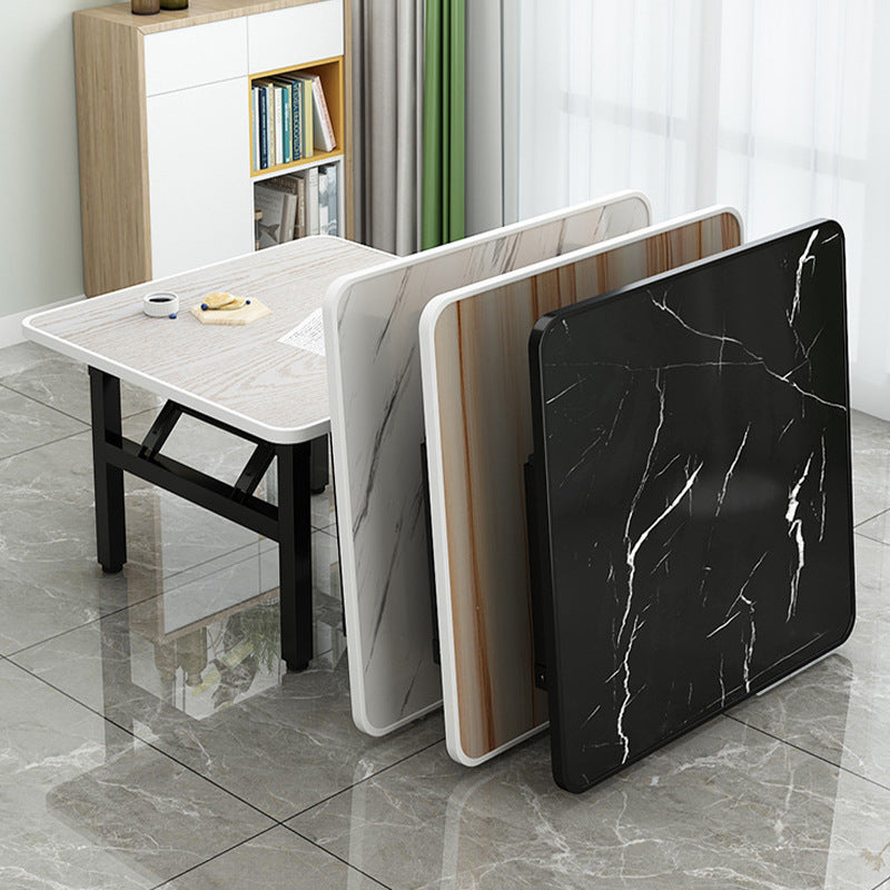 モダンミニマリストMDF＆カーボンスチール長方形ダイニングテーブル、4/6席用折りたたみデザイン 