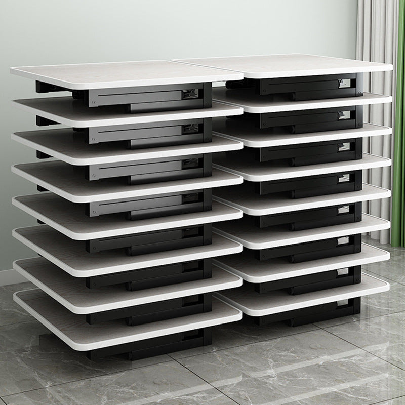 モダンミニマリストMDF＆カーボンスチール長方形ダイニングテーブル、4/6席用折りたたみデザイン 