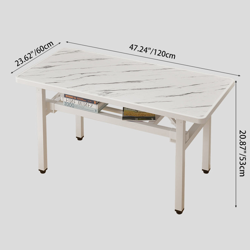 モダンミニマリストMDF＆カーボンスチール長方形ダイニングテーブル、4/6席用折りたたみデザイン 