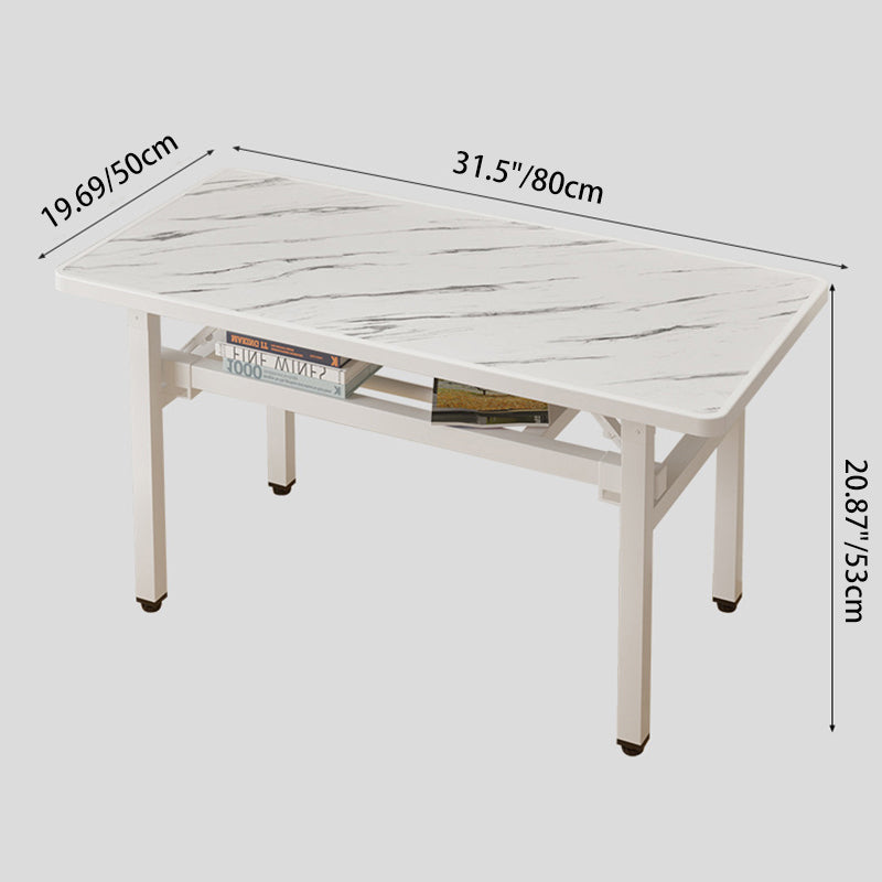 モダンミニマリストMDF＆カーボンスチール長方形ダイニングテーブル、4/6席用折りたたみデザイン 