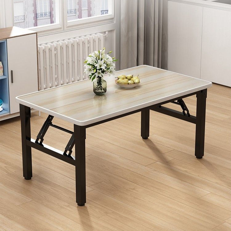 モダンミニマリストMDF＆カーボンスチール長方形ダイニングテーブル、4/6席用折りたたみデザイン 