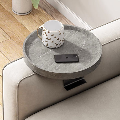 Moderner minimalistischer MDF- und Eisen-Rundtisch mit 1-Ablage für das Wohnzimmer 