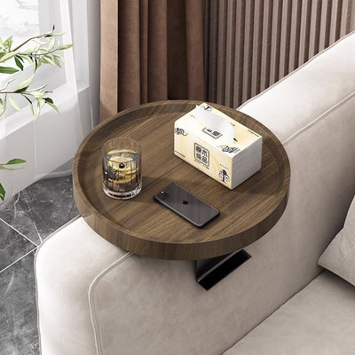 Moderner minimalistischer MDF- und Eisen-Rundtisch mit 1-Ablage für das Wohnzimmer 