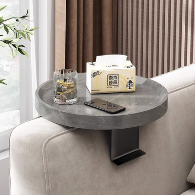 Moderner minimalistischer MDF- und Eisen-Rundtisch mit 1-Ablage für das Wohnzimmer 
