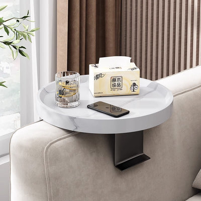 Moderner minimalistischer MDF- und Eisen-Rundtisch mit 1-Ablage für das Wohnzimmer 
