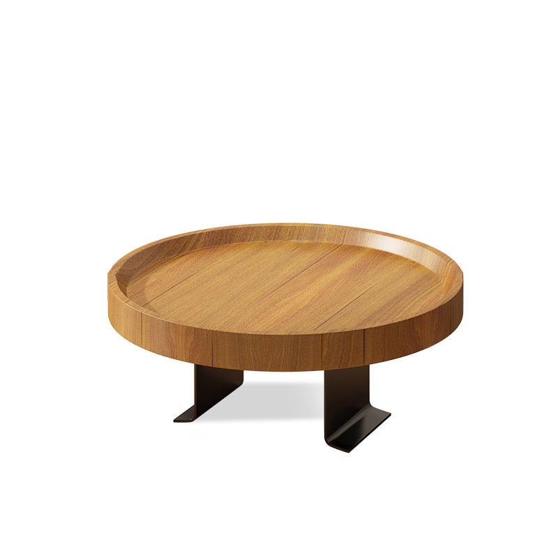 Moderner minimalistischer MDF- und Eisen-Rundtisch mit 1-Ablage für das Wohnzimmer 