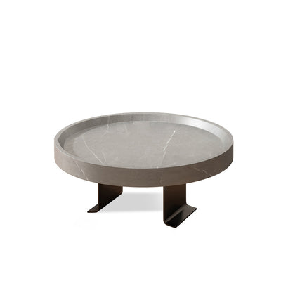 Moderner minimalistischer MDF- und Eisen-Rundtisch mit 1-Ablage für das Wohnzimmer 