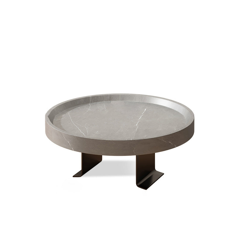 Moderner minimalistischer MDF- und Eisen-Rundtisch mit 1-Ablage für das Wohnzimmer 