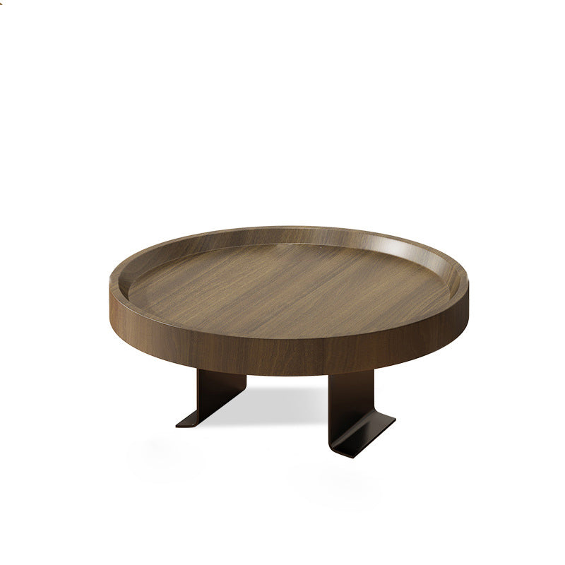 Moderner minimalistischer MDF- und Eisen-Rundtisch mit 1-Ablage für das Wohnzimmer 