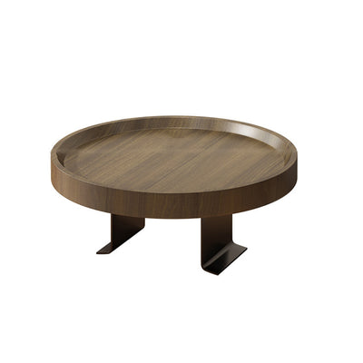 Moderner minimalistischer MDF- und Eisen-Rundtisch mit 1-Ablage für das Wohnzimmer 