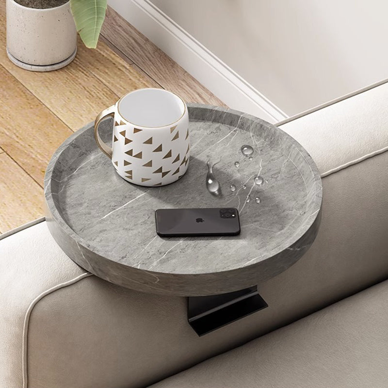 Moderner minimalistischer MDF- und Eisen-Rundtisch mit 1-Ablage für das Wohnzimmer 