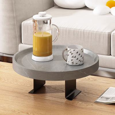 Moderner minimalistischer MDF- und Eisen-Rundtisch mit 1-Ablage für das Wohnzimmer 