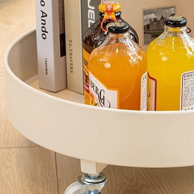 Zeitgenössischer skandinavischer Beistelltisch aus gehärtetem Glas mit runder Platte und 2-stufigem Stauraum für Wohnzimmer und Schlafzimmer 
