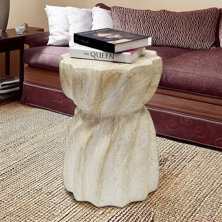 Moderner Art Deco Magnesiumoxid-Lotus-Säulentisch für Wohnzimmer und Schlafzimmer 