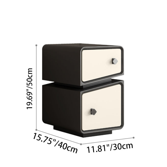 Table de chevet rectangulaire à coupe fendue, en bois massif, contreplaqué et cuir microfibre, style minimaliste moderne, avec 2 tiroirs pour chambre à coucher 