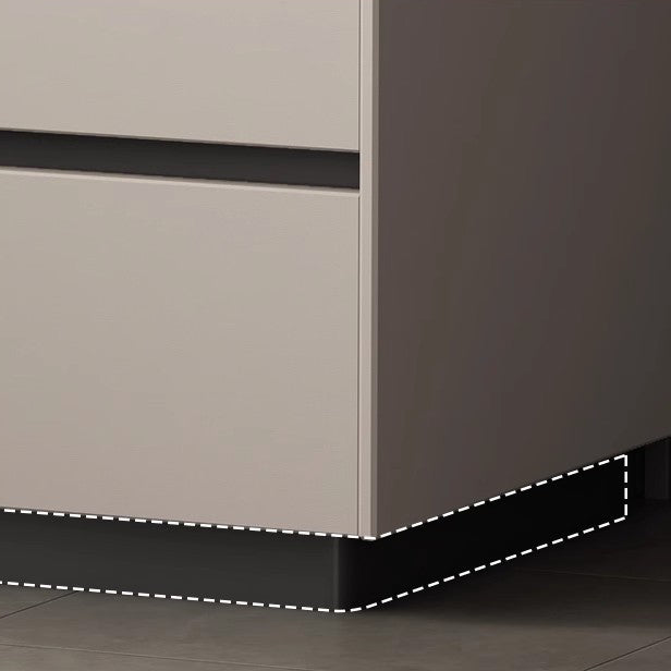 Modern Minimalist Slab Solid Wood &amp; Microfiber Leather Rectangular Nightstand With 2 Drawers For Bedroom