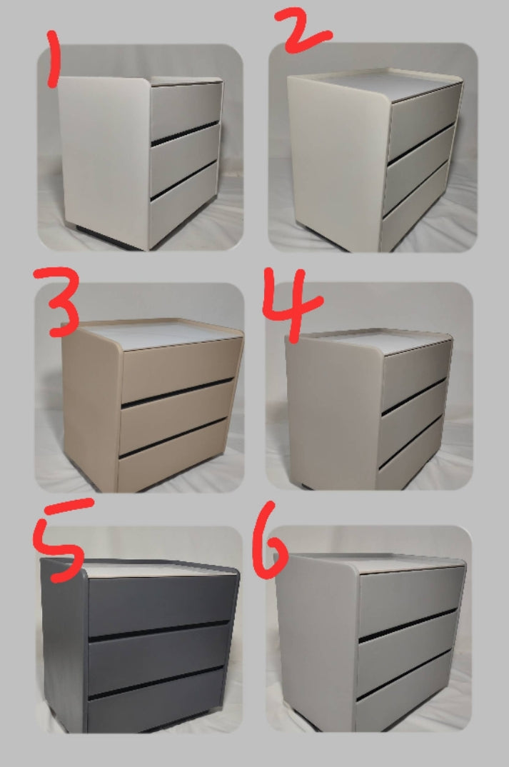 Modern Minimalist Slab Solid Wood &amp; Microfiber Leather Rectangular Nightstand With 2 Drawers For Bedroom