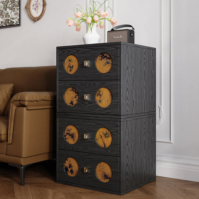Mesita de noche rectangular de madera maciza tradicional china y seda Xiangyun con patrón de mariposa y 2 cajones para dormitorio o sala de estar 